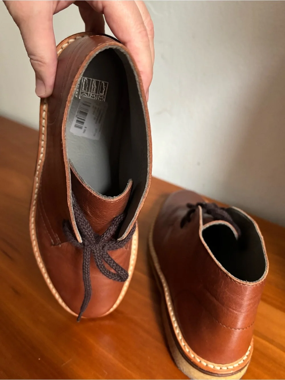 Canali Light Brown Leather Men's Chukka Boots Made in Italy Size 41